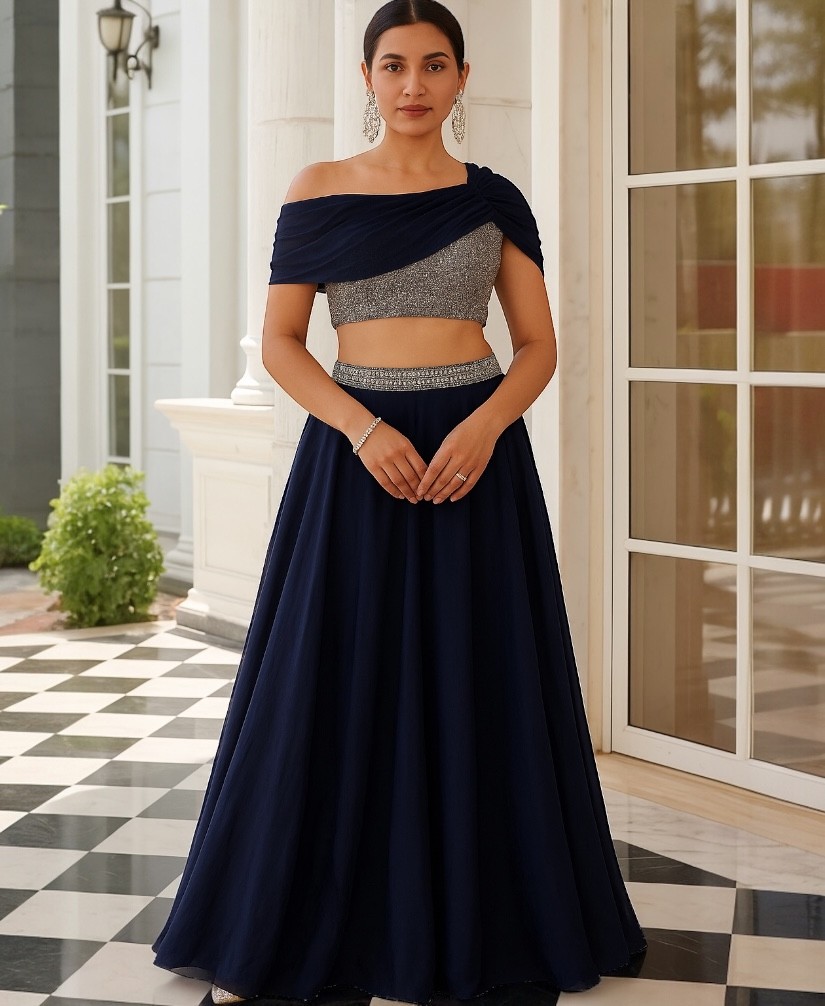 LE002 Blue Lehenga 03